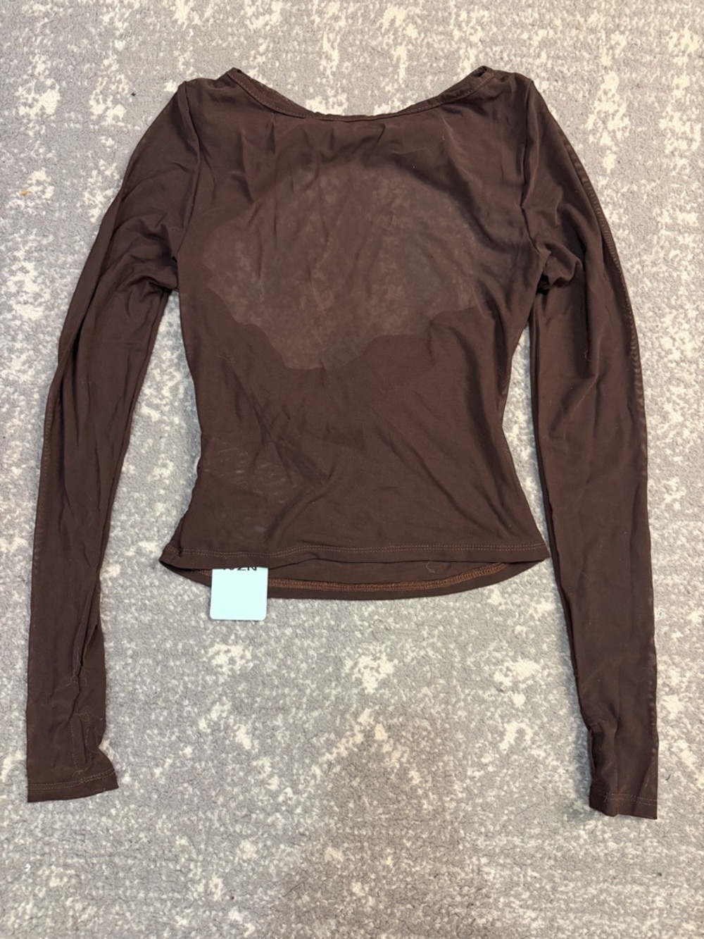 Brown Long-Sleeve Ruched Open Back Twist Front Top - Picture 4 of 4